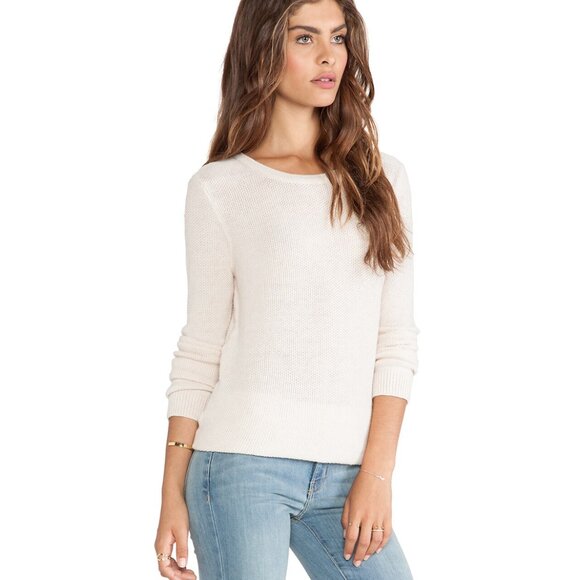 Joie - Idella Waffle Weave Cashmere Blend Base Layer Pullover Sweater, Grey, Sml - Picture 8 of 11